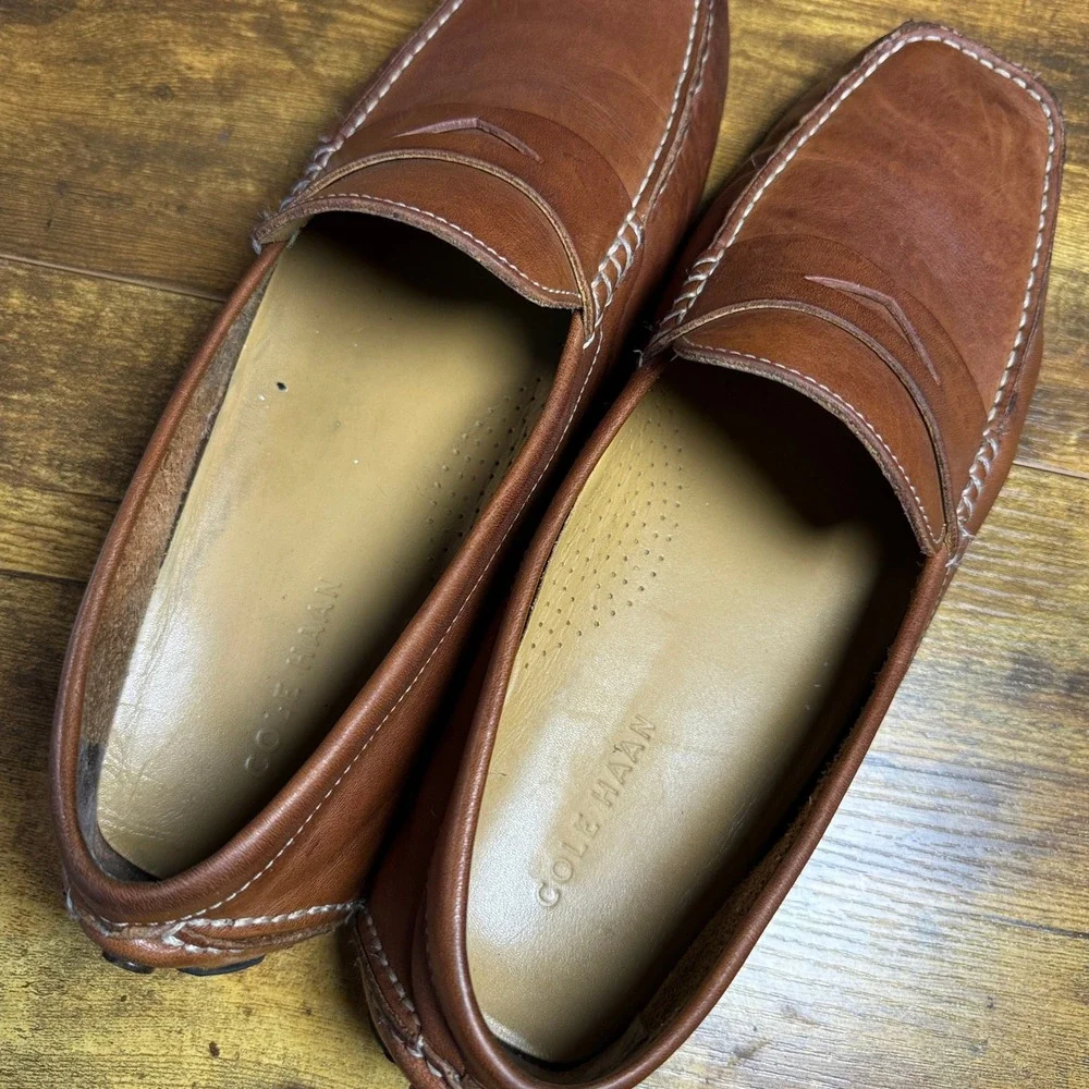 Cole Haan Howland C04534 Brown Leather Penny Loafer Driver Mens 11.5 M